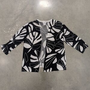 Chico's Black and White Leaf Cardigan